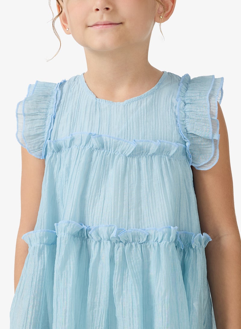 Pinata Blue Ruffle Occasion Dress - Image 3